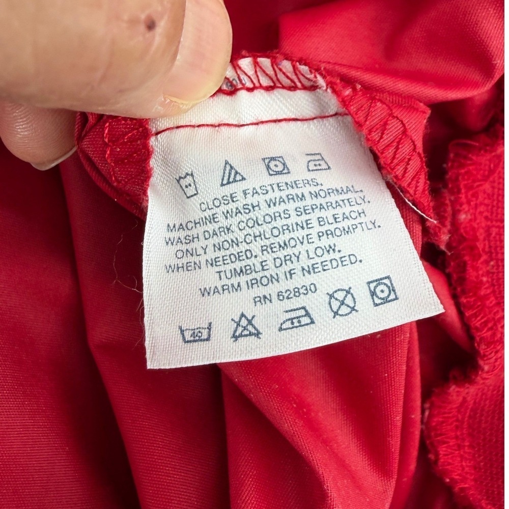 Lands End Mens Vintage Red Windbreaker Pullover V-Neck Crew Jacket Large 42-44 - Picture 6 of 9